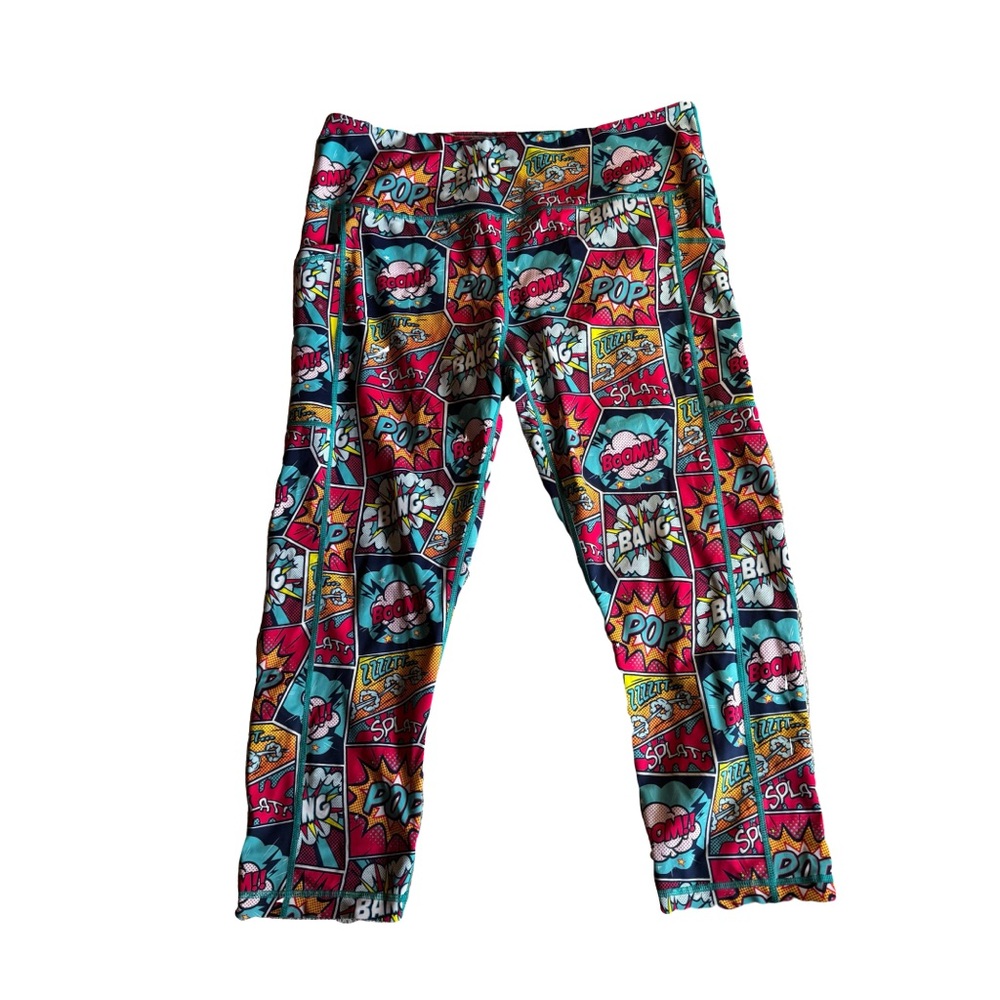CVG Constantly Varied Gear Comic Book Pop Art Cropped Leggings Size XL EUC